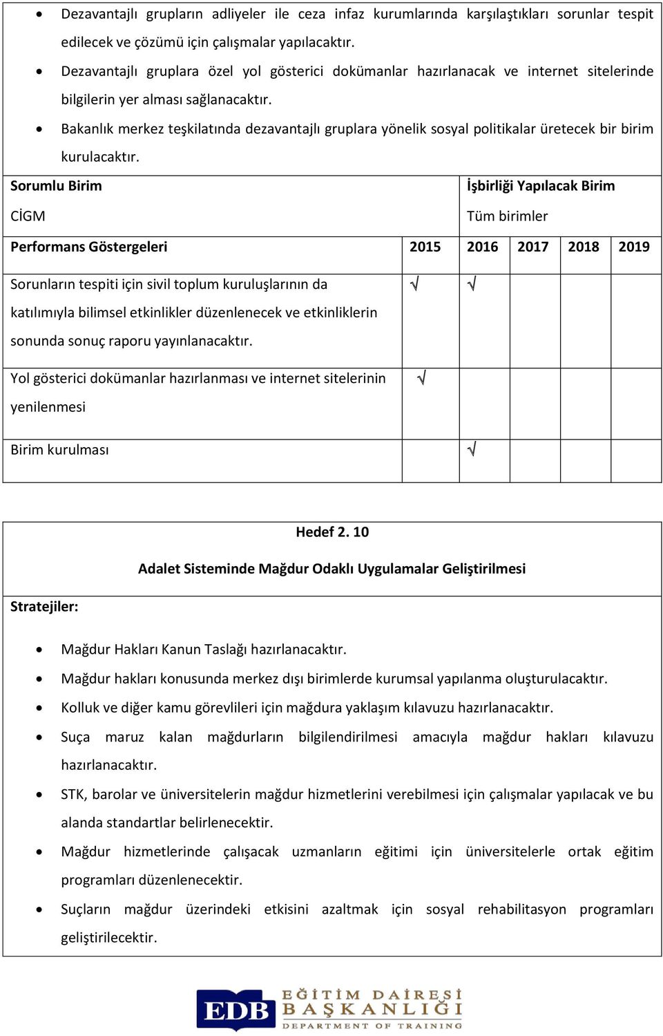 Bakanlık merkez teşkilatında dezavantajlı gruplara yönelik sosyal politikalar üretecek bir birim kurulacaktır.