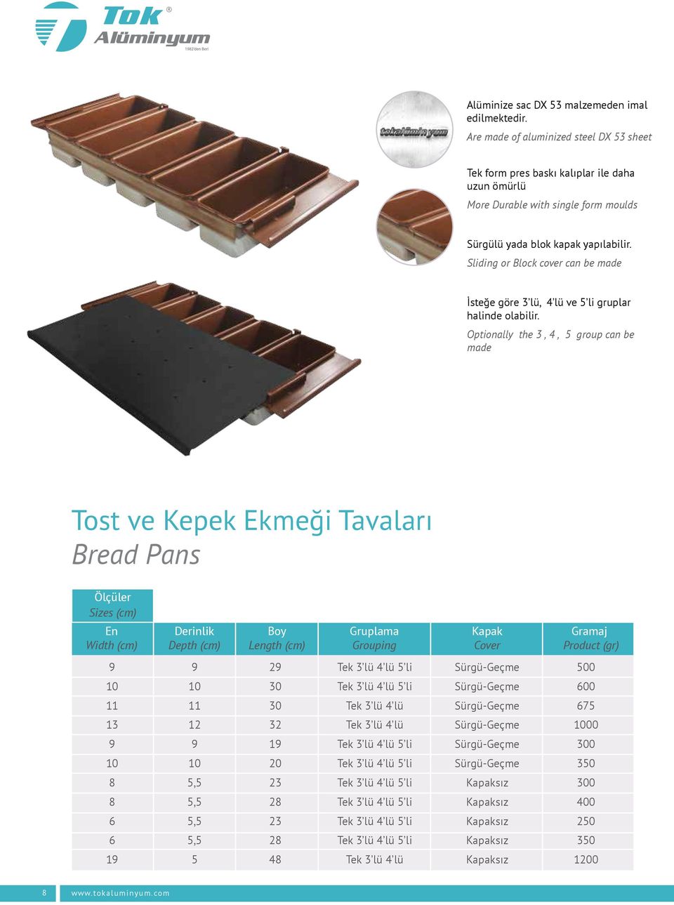 Sliding or Block cover can be made İsteğe göre 3 lü, 4 lü ve 5 li gruplar halinde olabilir.