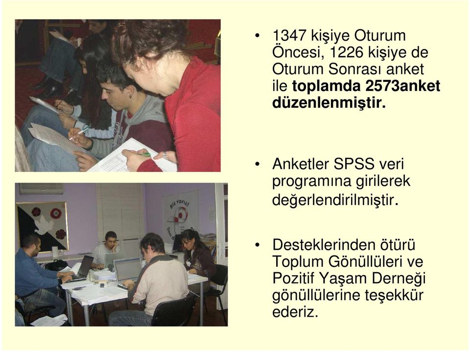 Anketler SPSS veri programına girilerek değerlendirilmiştir.