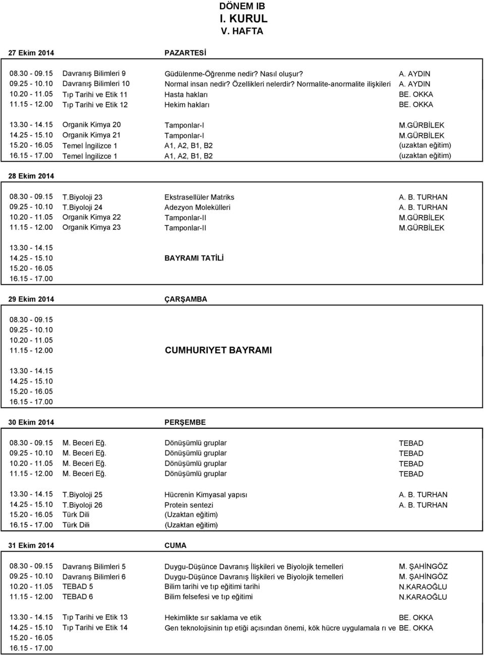 GÜRBİLEK Organik Kimya 21 Tamponlar-I M.GÜRBİLEK Temel İngilizce 1 A1, A2, B1, B2 (uzaktan eğitim) Temel İngilizce 1 A1, A2, B1, B2 (uzaktan eğitim) 28 Ekim 2014 T.