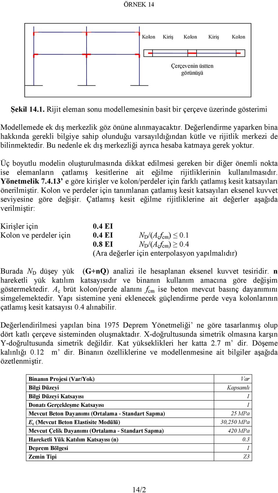 Üç boyutlu modelin oluşturulmasında dikkat edilmesi gereken bir diğer önemli nokta ise elemanların çatlamış kesitlerine ait eğilme rijitliklerinin kullanılmasıdır. Yönetmelik 7.4.