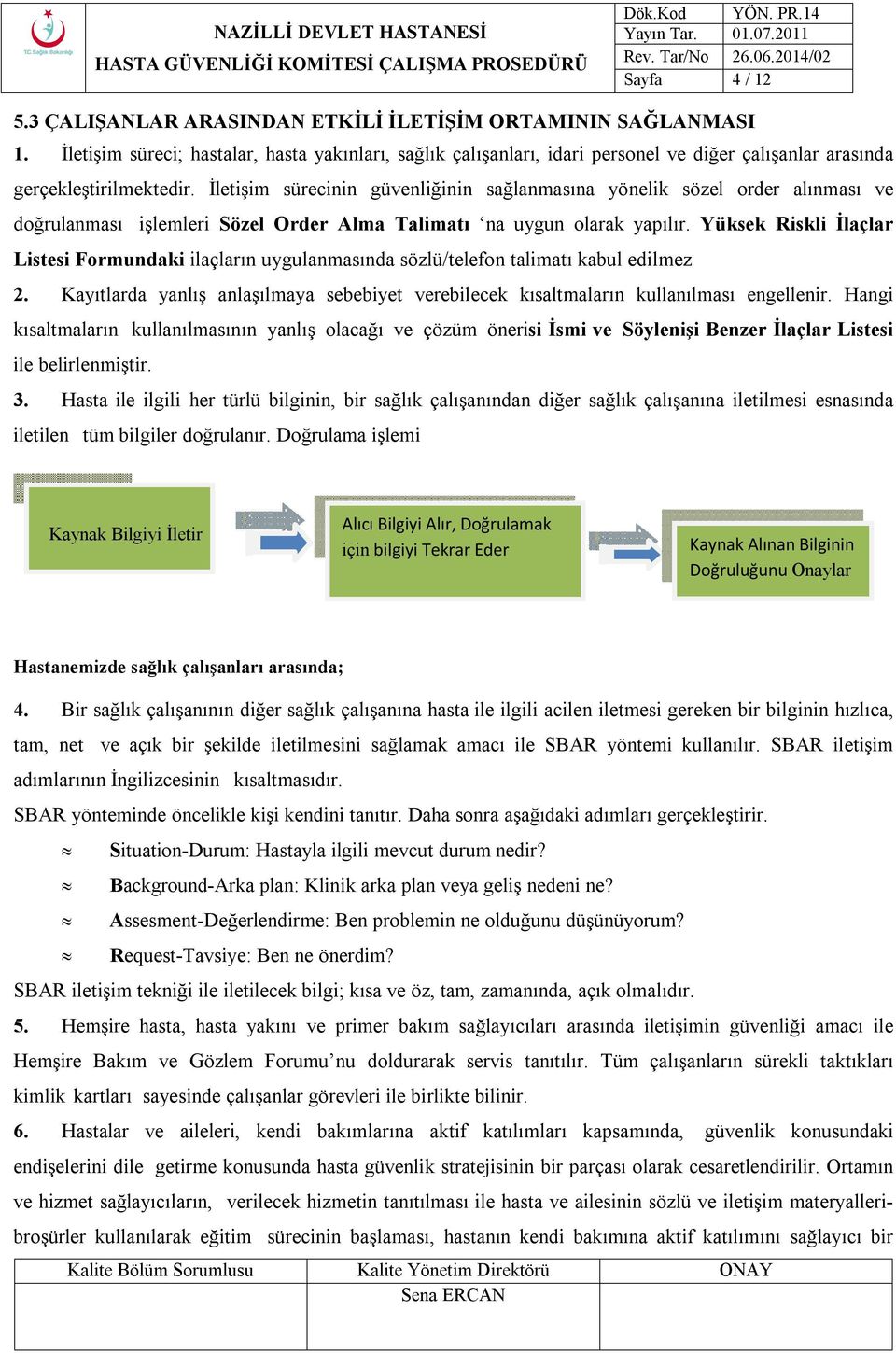 İletişim sürecinin güvenliğinin sağlanmasına yönelik sözel order alınması ve doğrulanması işlemleri Sözel Order Alma Talimatı na uygun olarak yapılır.