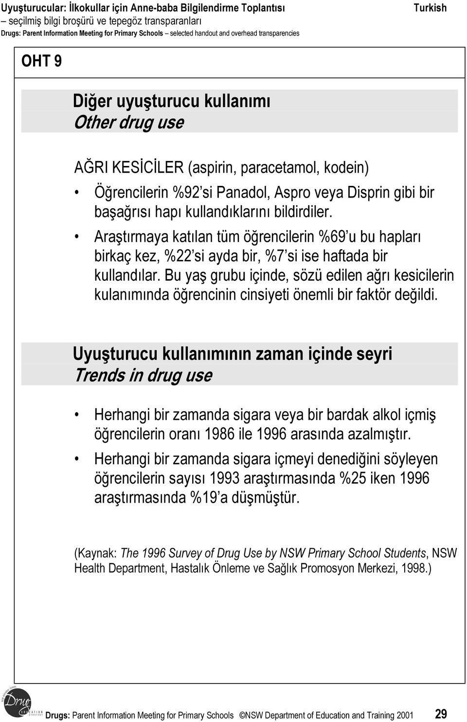 Bu yaş grubu içinde, sözü edilen ağrı kesicilerin kulanımında öğrencinin cinsiyeti önemli bir faktör değildi.