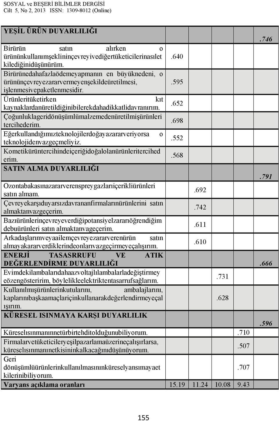 Ürünleritüketirken kıt kaynaklardanüretildiğinibilerekdahadikkatlidavranırım..652 Çoğunluklageridönüşümlümalzemedenüretilmişürünleri tercihederim.