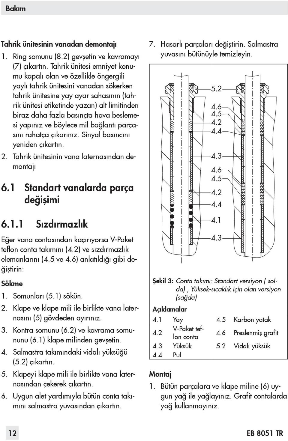 daha fazla basınçta hava beslemesi yapınız ve böylece mil bağlantı parçasını rahatça çıkarınız. Sinyal basıncını yeniden çıkartın. 2. Tahrik ünitesinin vana laternasından demontajı 6.