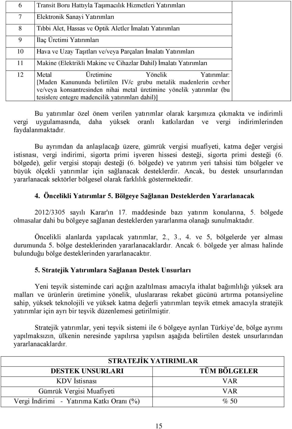 metalik madenlerin cevher ve/veya konsantresinden nihai metal üretimine yönelik yatırımlar (bu tesislere entegre madencilik yatırımları dahil)] Bu yatırımlar özel önem verilen yatırımlar olarak