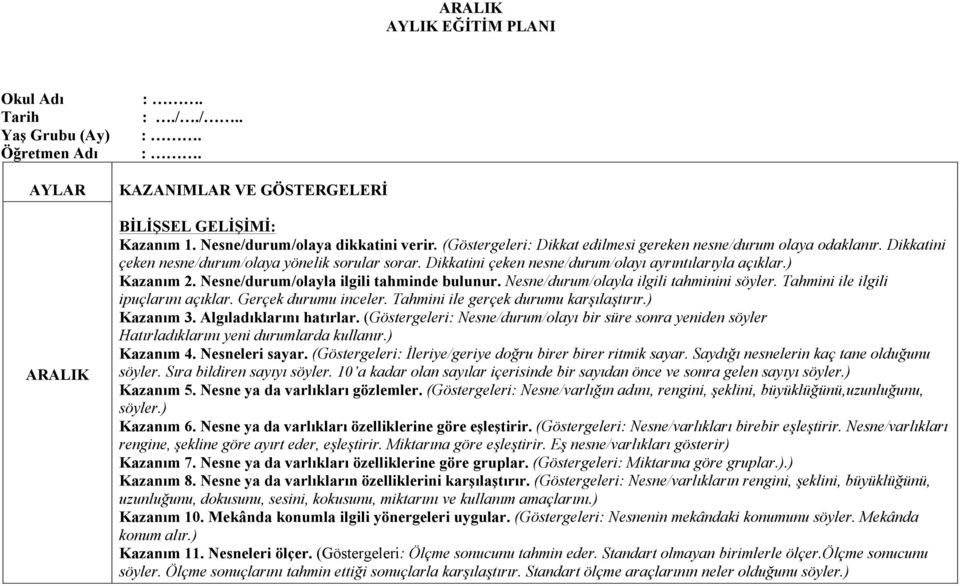 Nesne/durum/olayla ilgili tahminde bulunur. Nesne/durum/olayla ilgili tahminini söyler. Tahmini ile ilgili ipuçlarını açıklar. Gerçek durumu inceler. Tahmini ile gerçek durumu karşılaştırır.