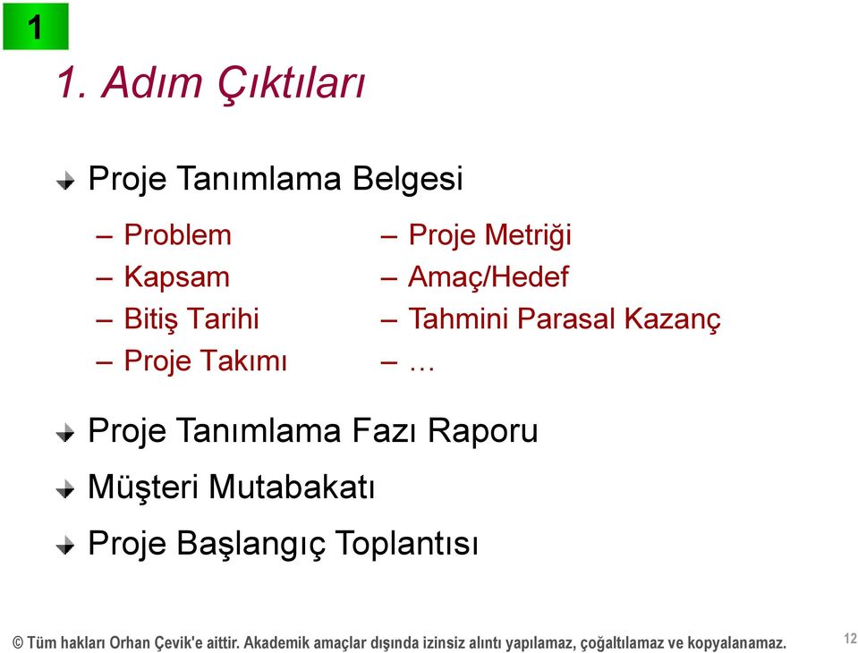 Raporu Müşteri Mutabakatı Proje Başlangıç Toplantısı Tüm hakları Orhan Çevik'e