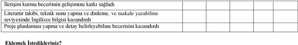 seviyesinde İngilizce bilgisi kazandırdı Proje planlaması