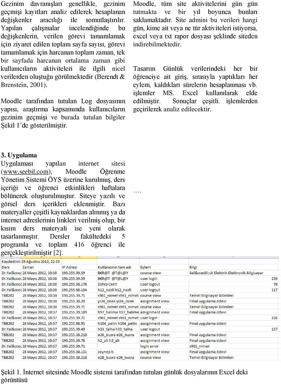 zaman gibi kullanıcıların aktiviteleri ile ilgili nicel verilerden oluştuğu görülmektedir (Berendt & Brenstein, 2001).