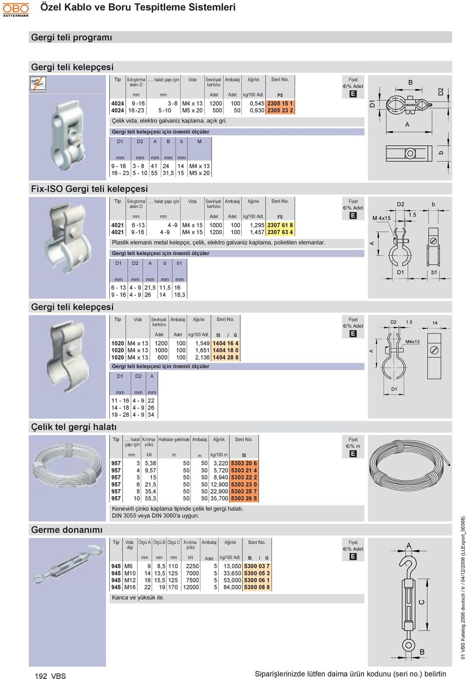 Gergi teli kelepçesi için önemli ölçüler D1 D2 B M 9-16 3-8 41 24 14 M4 x 13 16-23 5-10 55 31,5 15 M5 x 20 Fix-ISO Gergi teli kelepçesi Gergi teli kelepçesi Sıkıştırma alanı D.