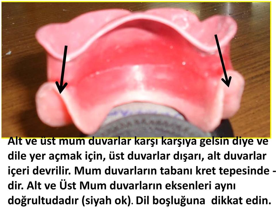 Mum duvarların tabanı kret tepesinde dir.