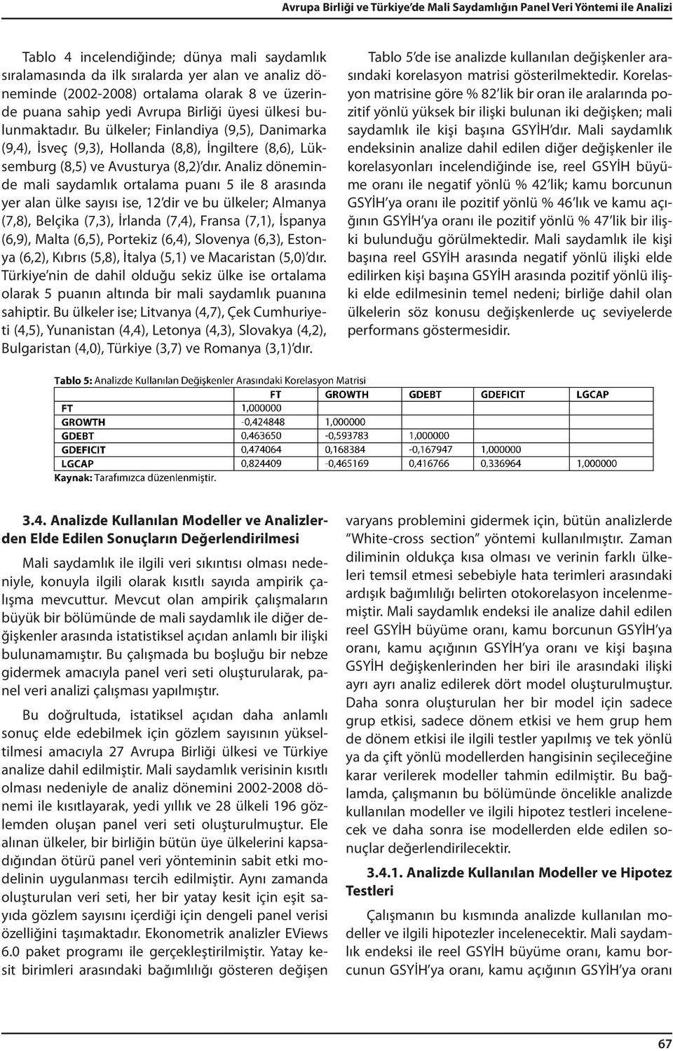 Analz dönemnde mal saydamlık oralama puanı 5 le 8 arasında yer alan ülke sayısı se, dr ve bu ülkeler; Almanya (7,8), Belçka (7,3), İrlanda (7,4), Fransa (7,), İspanya (6,9), Mala (6,5), Porekz (6,4),