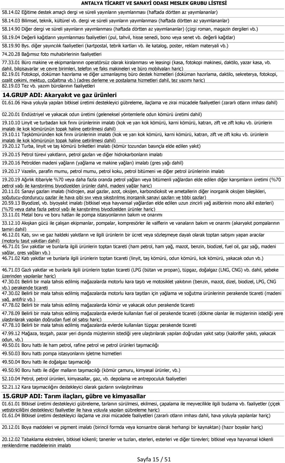 ) 58.19.04 Değerli kağıtların yayımlanması faaliyetleri (pul, tahvil, hisse senedi, bono veya senet vb. değerli kağıtlar) 58.19.90 Bys. diğer yayıncılık faaliyetleri (kartpostal, tebrik kartları vb.