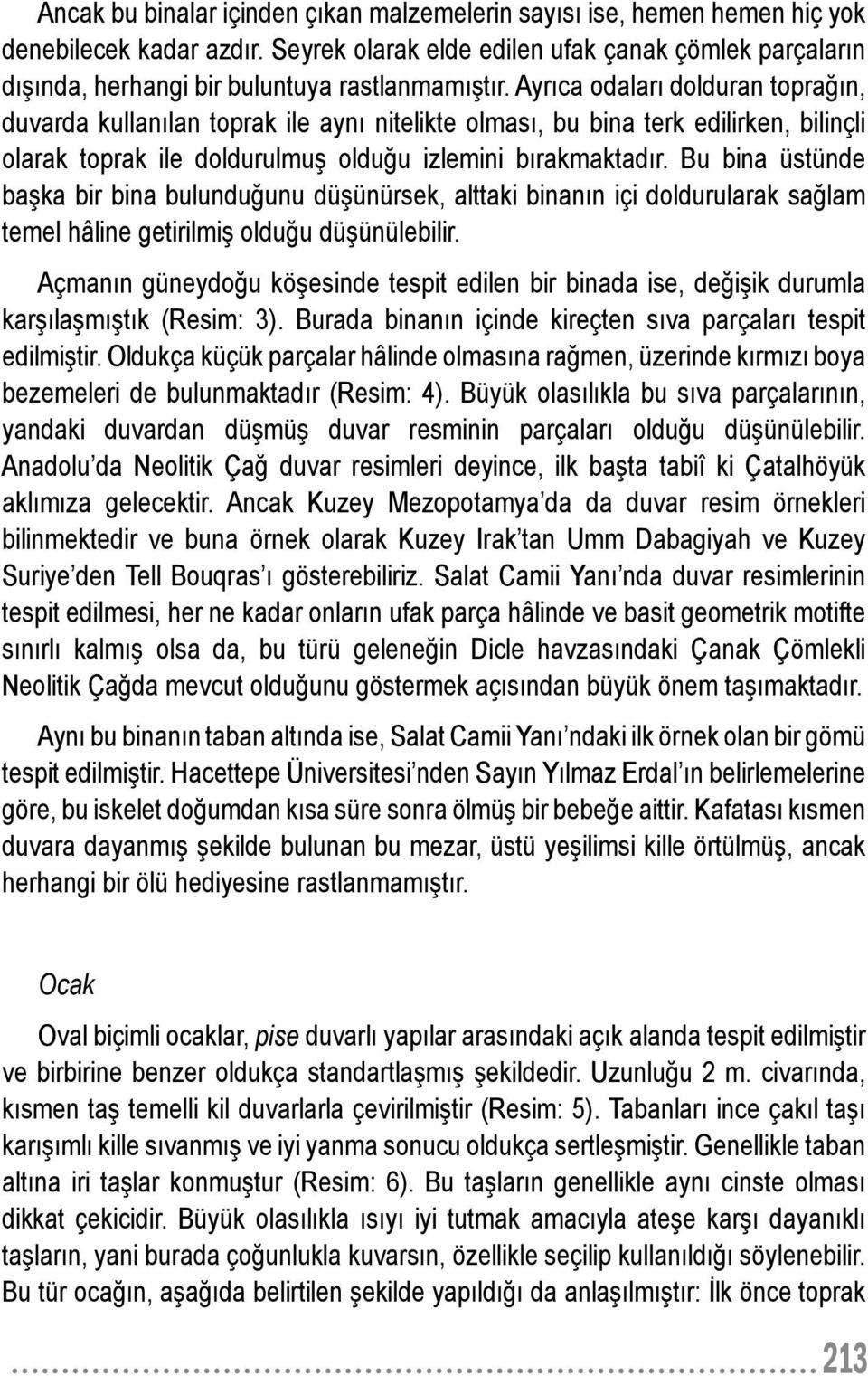 Ayrıca odaları dolduran toprağın, duvarda kullanılan toprak ile aynı nitelikte olması, bu bina terk edilirken, bilinçli olarak toprak ile doldurulmuş olduğu izlemini bırakmaktadır.