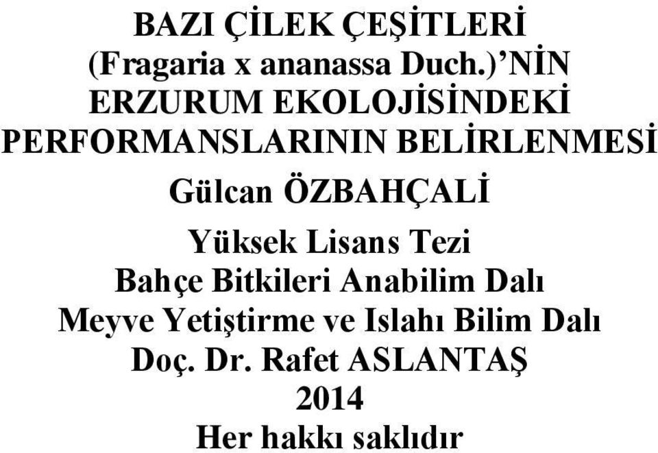 Gülcan ÖZBAHÇALİ Yüksek Lisans Tezi Bahçe Bitkileri Anabilim