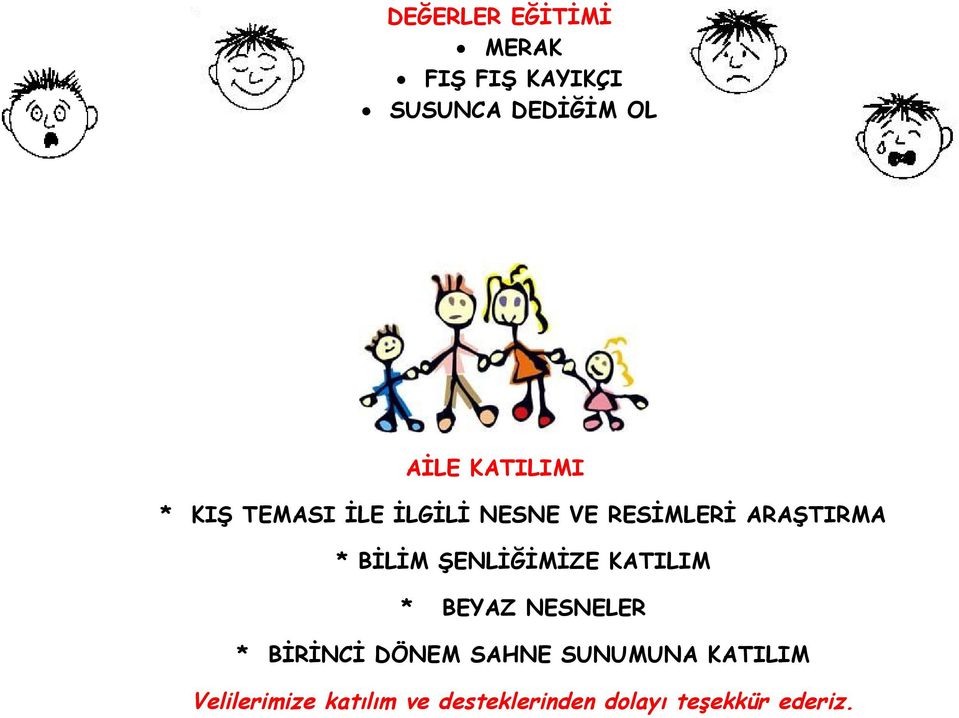 BİLİM ŞENLİĞİMİZE KATILIM * BEYAZ NESNELER * BİRİNCİ DÖNEM SAHNE