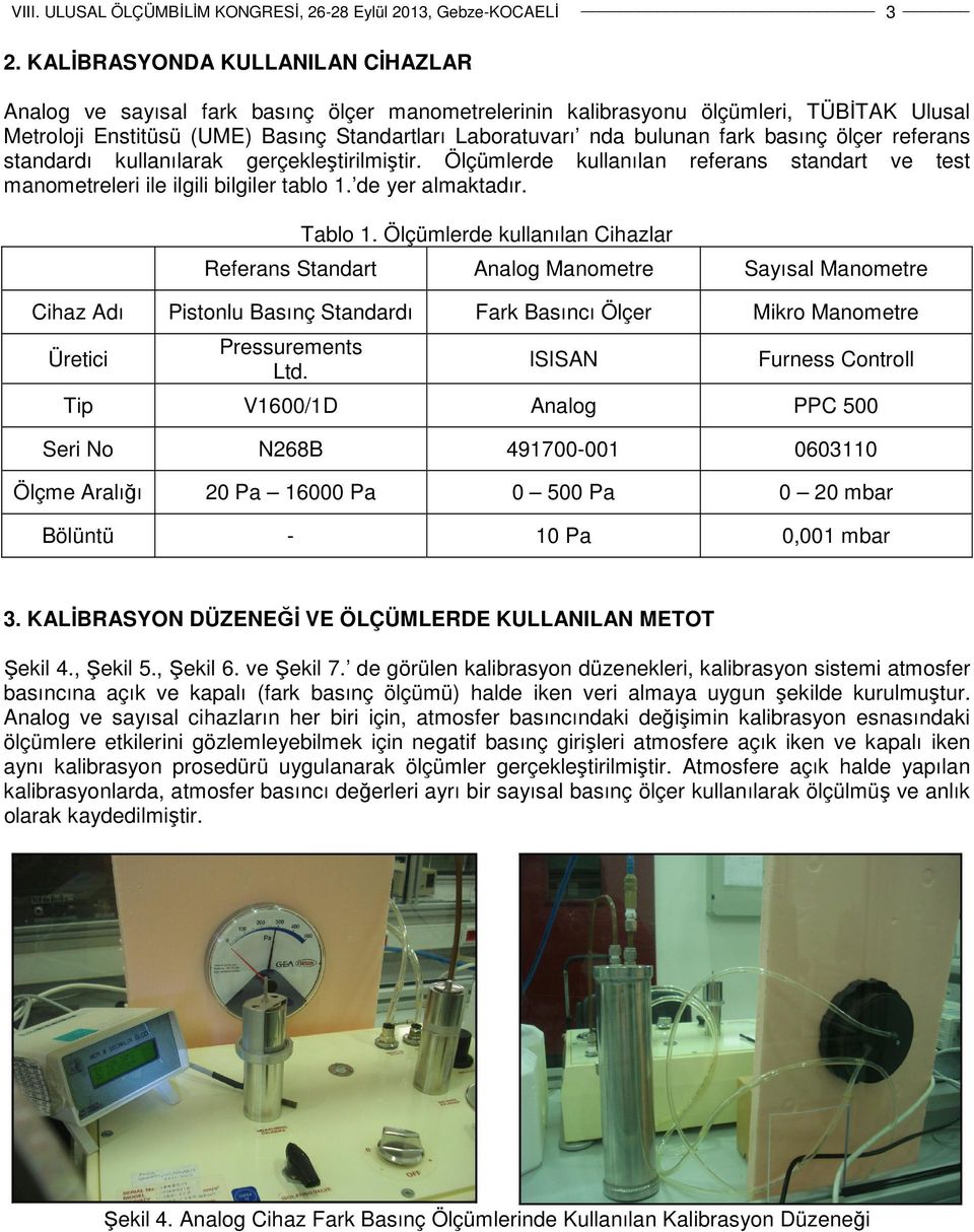 Ölçümlerde kullanılan Cihazlar Referans Standart Analog Manometre Sayısal Manometre Cihaz Adı Pistonlu Basınç Standardı Fark Basıncı Ölçer Mikro Manometre Üretici Pressurements Ltd.