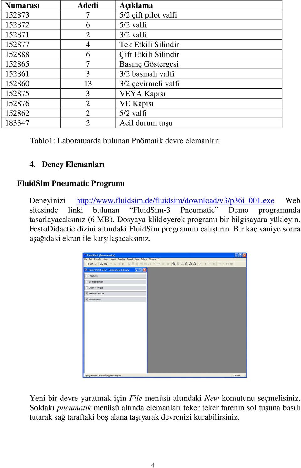 Deney Elemanları FluidSim Pneumatic Programı Deneyinizi http://www.fluidsim.de/fluidsim/download/v3/p36i_001.