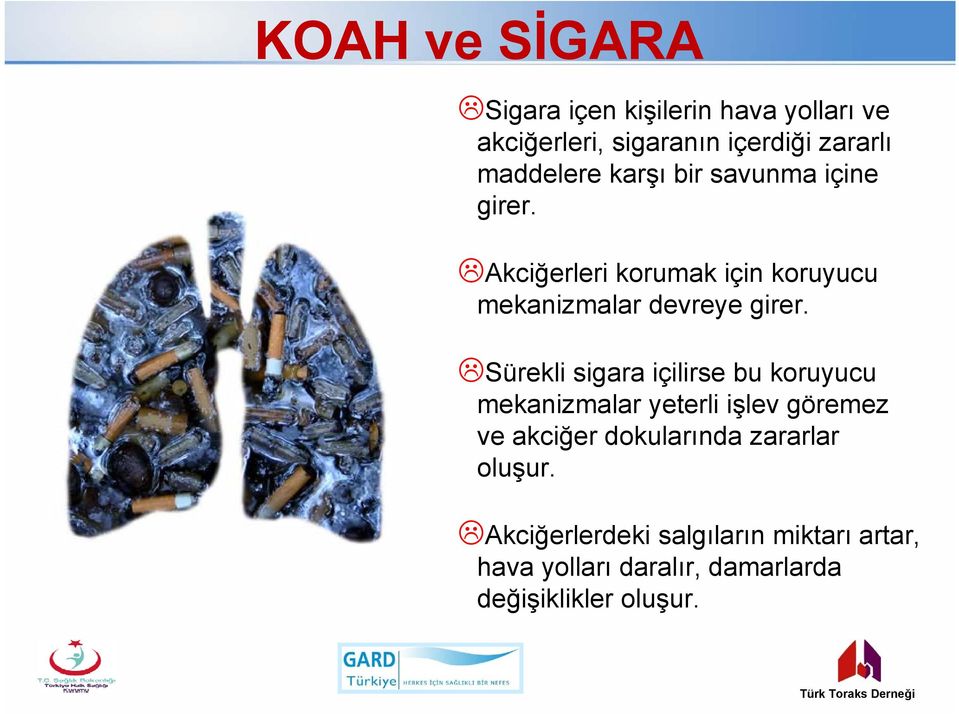 Sürekli sigara içilirse bu koruyucu mekanizmalar yeterli işlev göremez ve akciğer dokularında zararlar