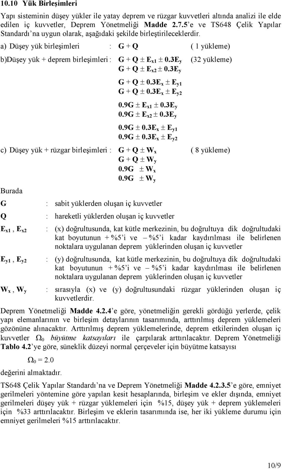 3E y G + Q ± E x ± 0.3E y G + Q ± 0.3E x ± E y1 G + Q ± 0.3E x ± E y 0.9G ± E x1 ± 0.3E y 0.9G ± E x ± 0.3E y 0.9G ± 0.