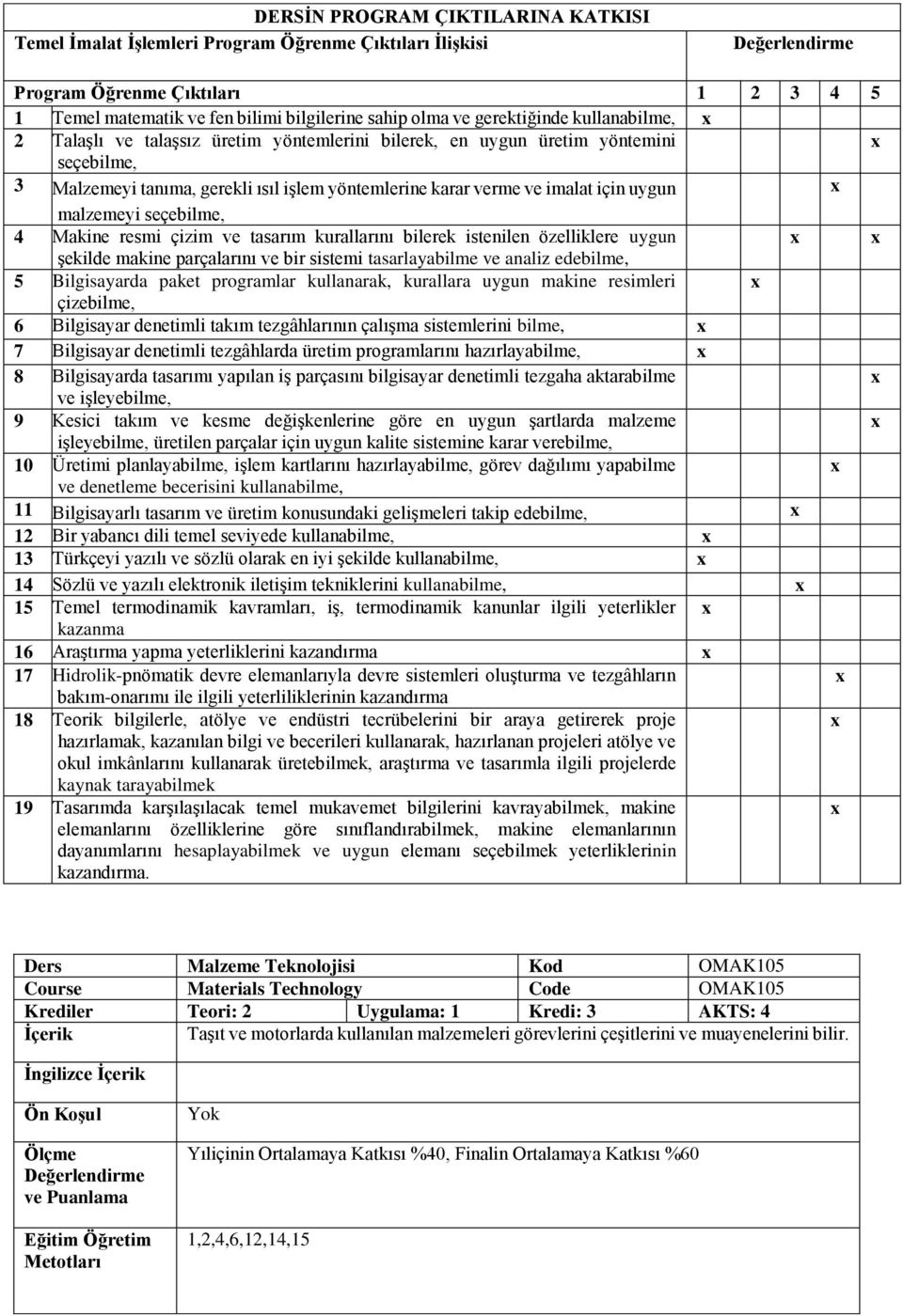 seçebilme, Makine resmi çizim ve tasarım kurallarını bilerek istenilen özelliklere uygun şekilde makine parçalarını ve bir sistemi tasarlayabilme ve analiz edebilme, Bilgisayarda paket programlar