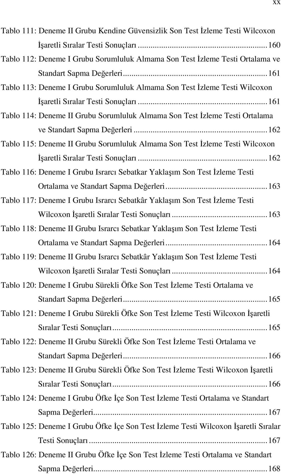 ..161 Tablo 113: Deneme I Grubu Sorumluluk Almama Son Test İzleme Testi Wilcoxon İşaretli Sıralar Testi Sonuçları.