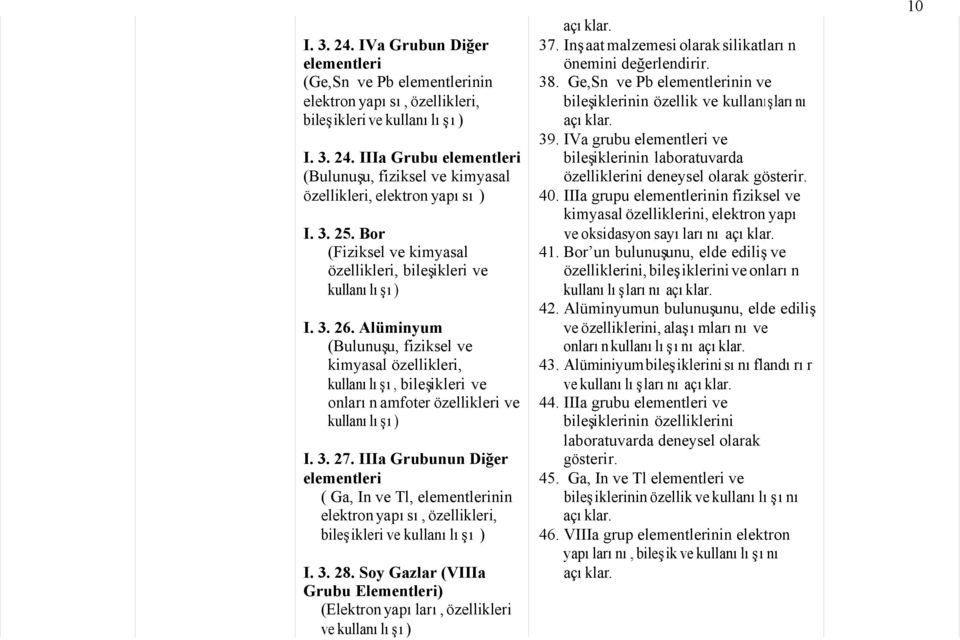 IIIa Grubunun Diğer elementleri ( Ga, In ve Tl, elementlerinin elektron yapısı, özellikleri, bileşikleri ve kullanılışı ) I. 3. 28.