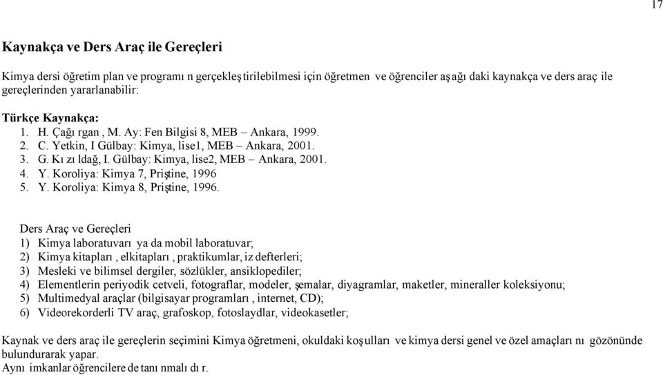 Y. Koroliya: Kimya 8, Priştine, 1996.