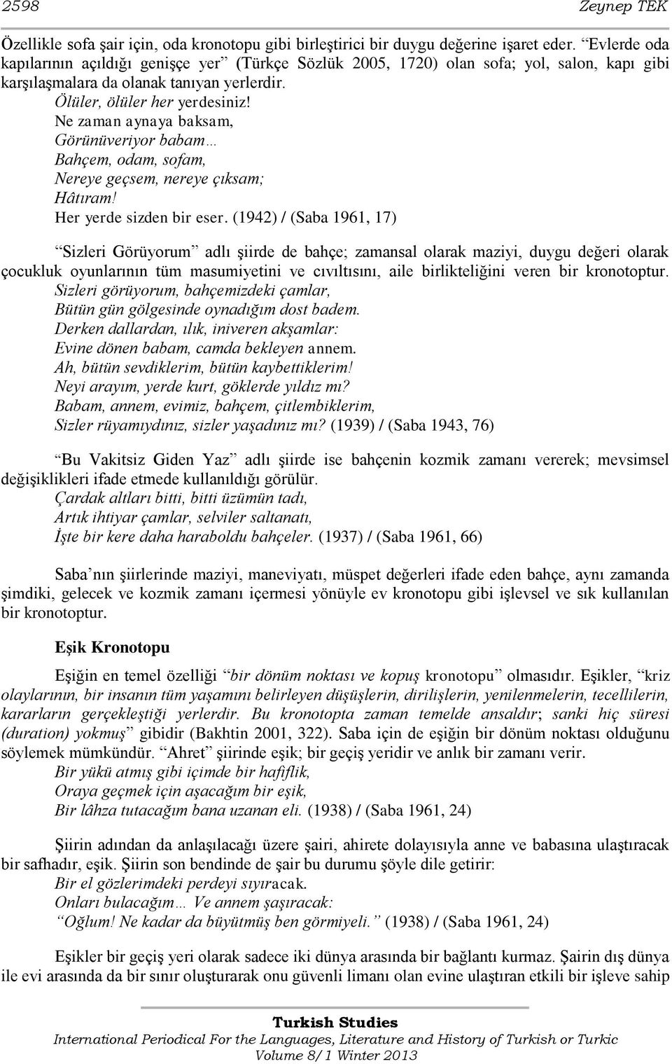 STUDY OF THE CHRONOTOPE CONTEXT OF ZIYA OSMAN SABA S POEMS - PDF Free  Download
