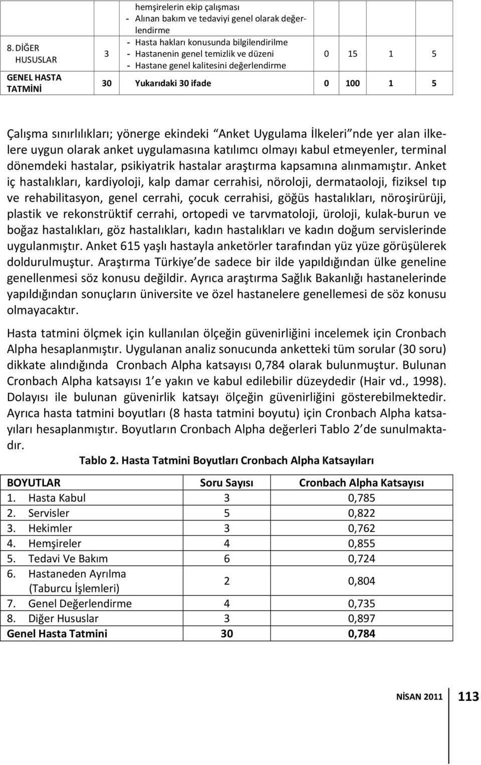 uygulamasına katılımcı olmayı kabul etmeyenler, terminal dönemdeki hastalar, psikiyatrik hastalar araştırma kapsamına alınmamıştır.