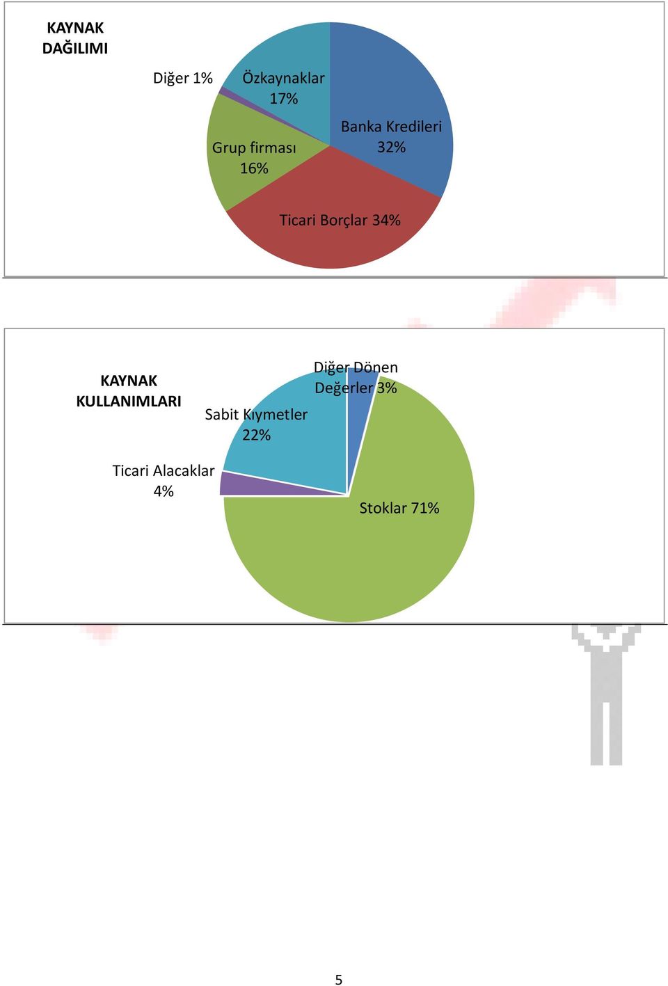 34% KAYNAK KULLANIMLARI Sabit Kıymetler 22%