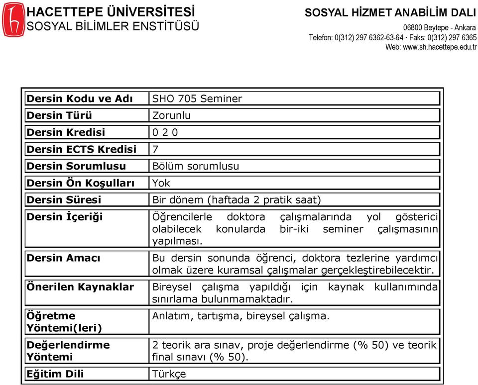 Önerilen Kaynaklar (leri) Bu dersin sonunda öğrenci, doktora tezlerine yardımcı olmak üzere kuramsal çalışmalar