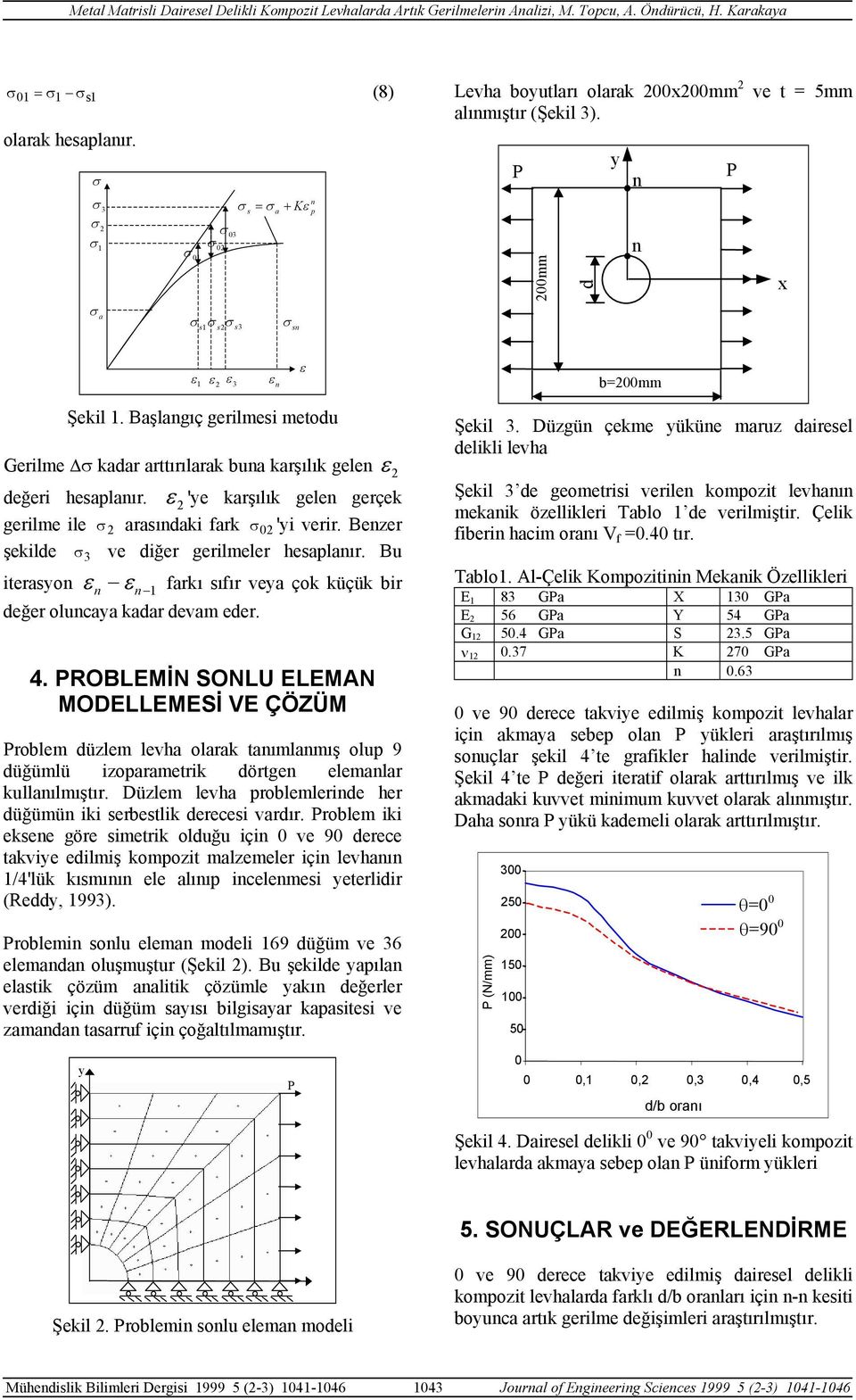 Bezer şekilde 3 ve diğer gerilmeler hesaplaır. Bu iterasyo ε ε 1 farkı sıfır veya çok küçük bir değer olucaya kadar devam eder. 4.