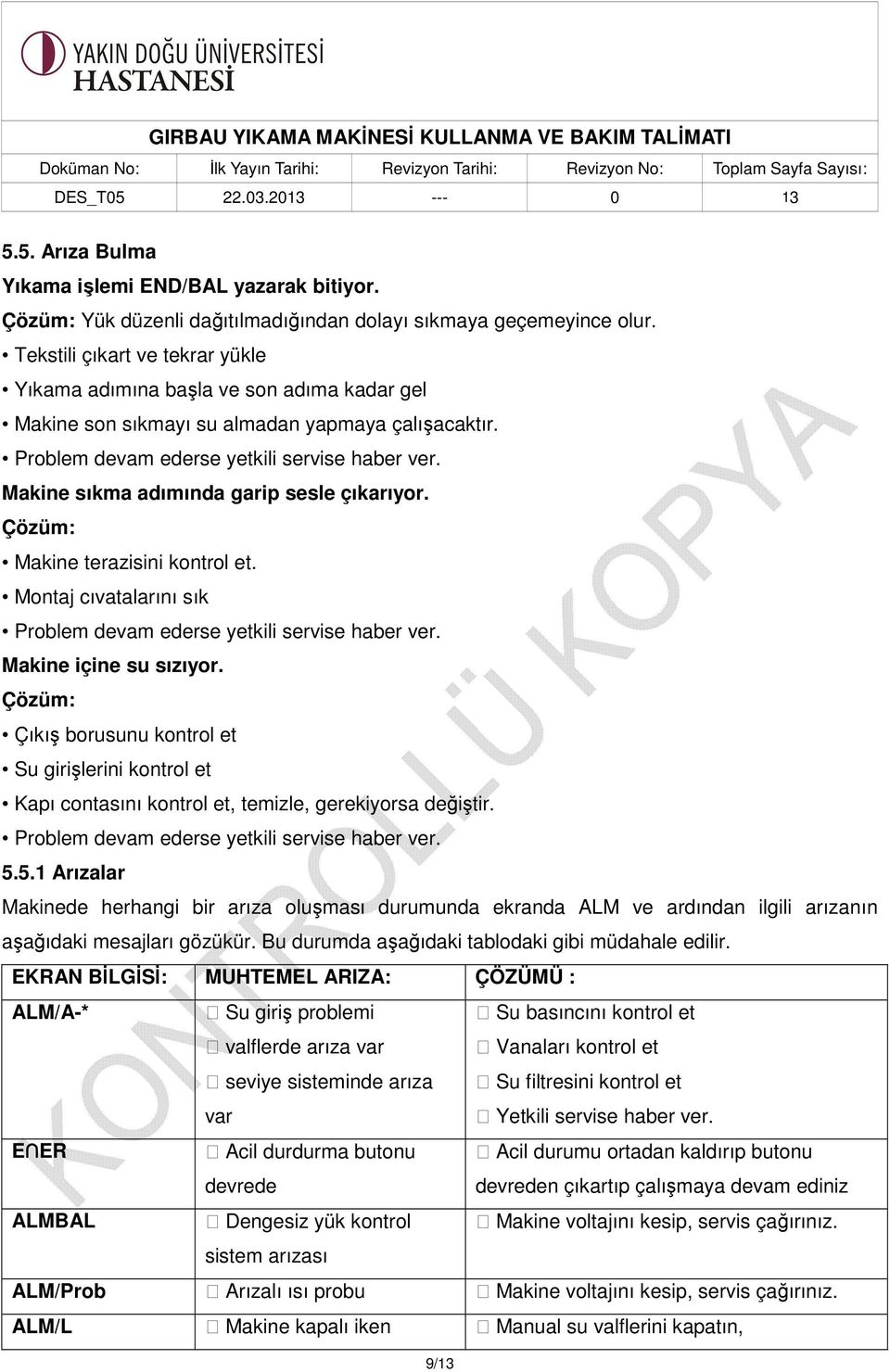 Makine sıkma adımında garip sesle çıkarıyor. Çözüm: Makine terazisini kontrol et. Montaj cıvatalarını sık Problem devam ederse yetkili servise haber ver. Makine içine su sızıyor.