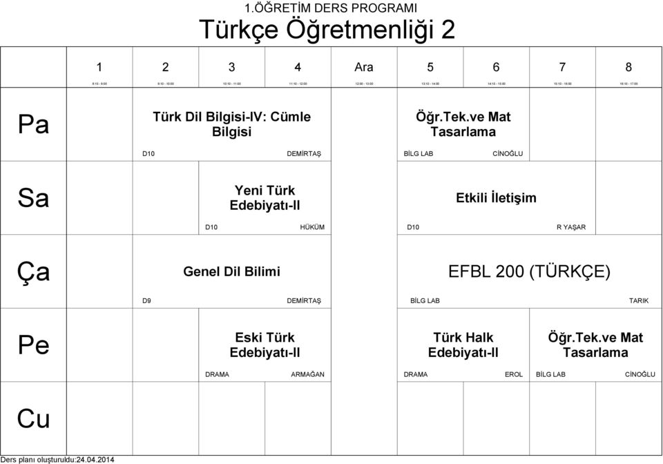 HÜKÜM D0 R YAŞAR Genel Dil Bilimi EFBL 00 (TÜRKÇE) DEMİRTAŞ TARIK Eski Türk