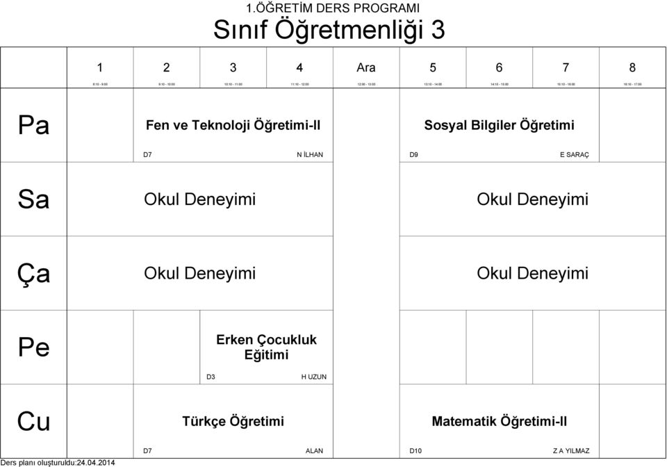 Deneyimi Okul Deneyimi Okul Deneyimi Erken Çocukluk Eğitimi D