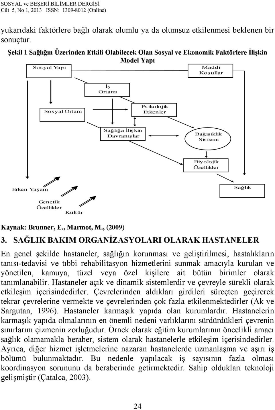 Bağışıklık Sistemi Biyolojik Özellikler Erken Yaşam Sağlık Genetik Özellikler Kültür Kaynak: Brunner, E., Marmot, M., (2009) 3.