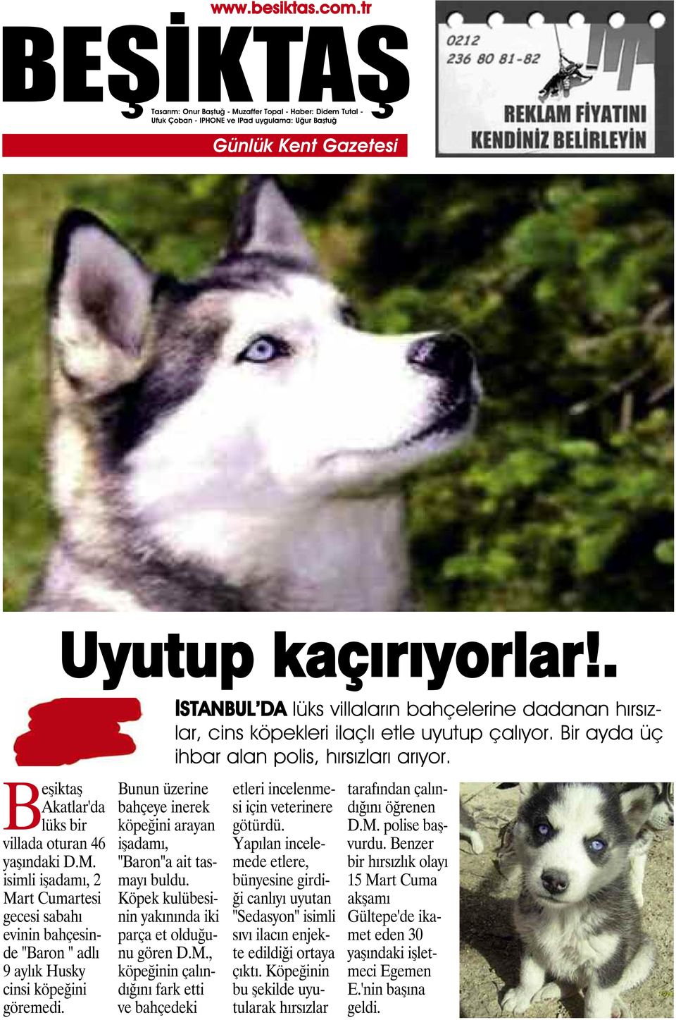 Köpek kulübesinin yakınında iki parça et olduğunu gören D.M.