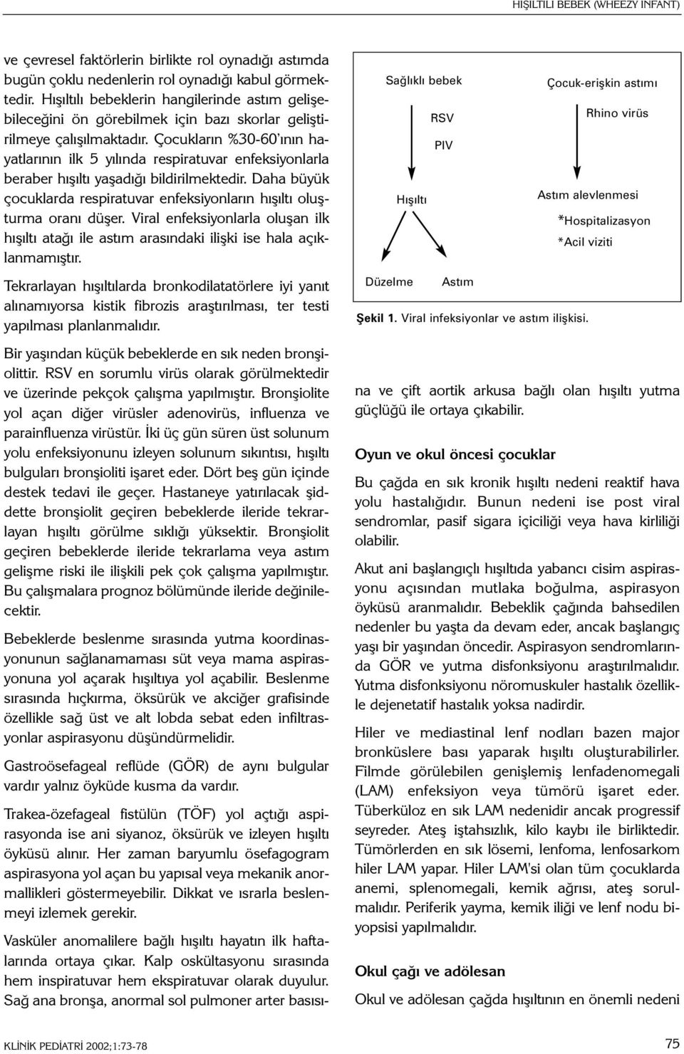 Çocuklarýn %30-60 ýnýn hayatlarýnýn ilk 5 yýlýnda respiratuvar enfeksiyonlarla beraber hýþýltý yaþadýðý bildirilmektedir.