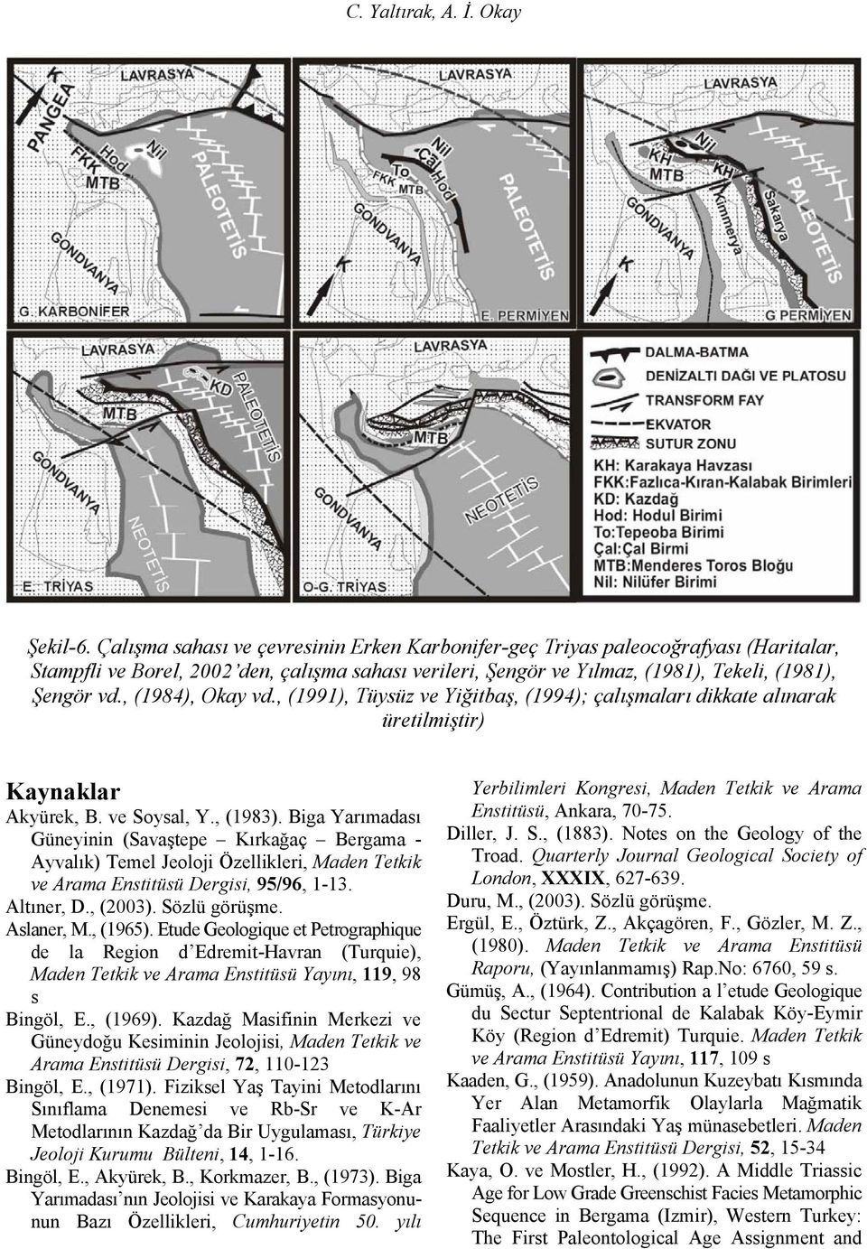 , (1984), Okay vd., (1991), Tüysüz ve Yiğitbaş, (1994); çalışmaları dikkate alınarak üretilmiştir) Kaynaklar Akyürek, B. ve Soysal, Y., (1983).