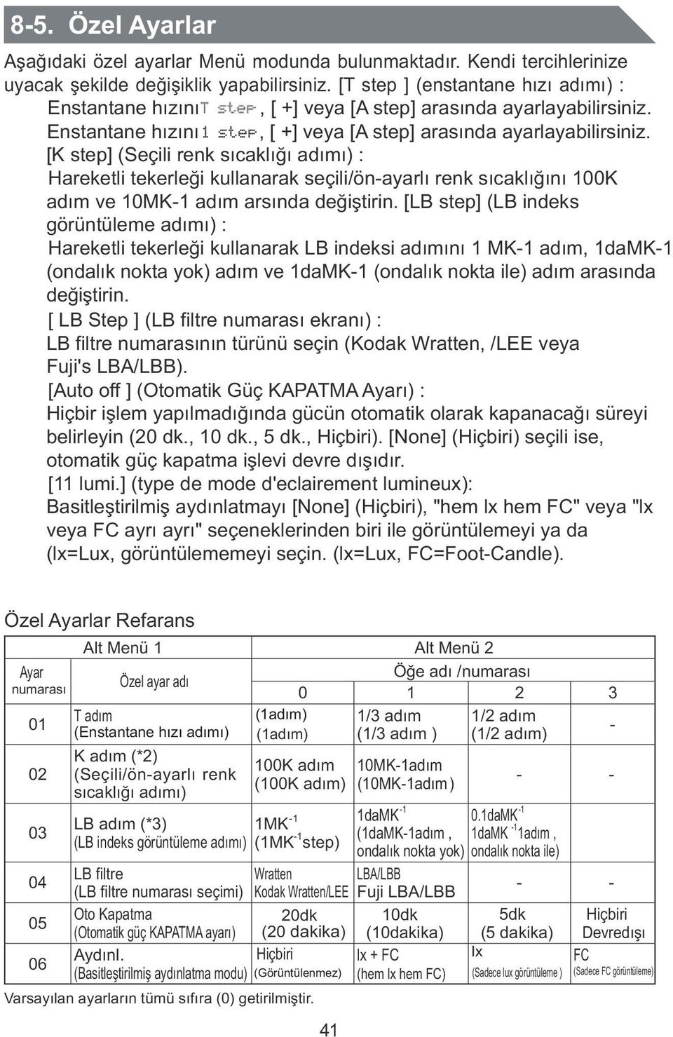 Enstantane hızını, [ +] veya [A step] arasında ayarlayabilirsiniz.