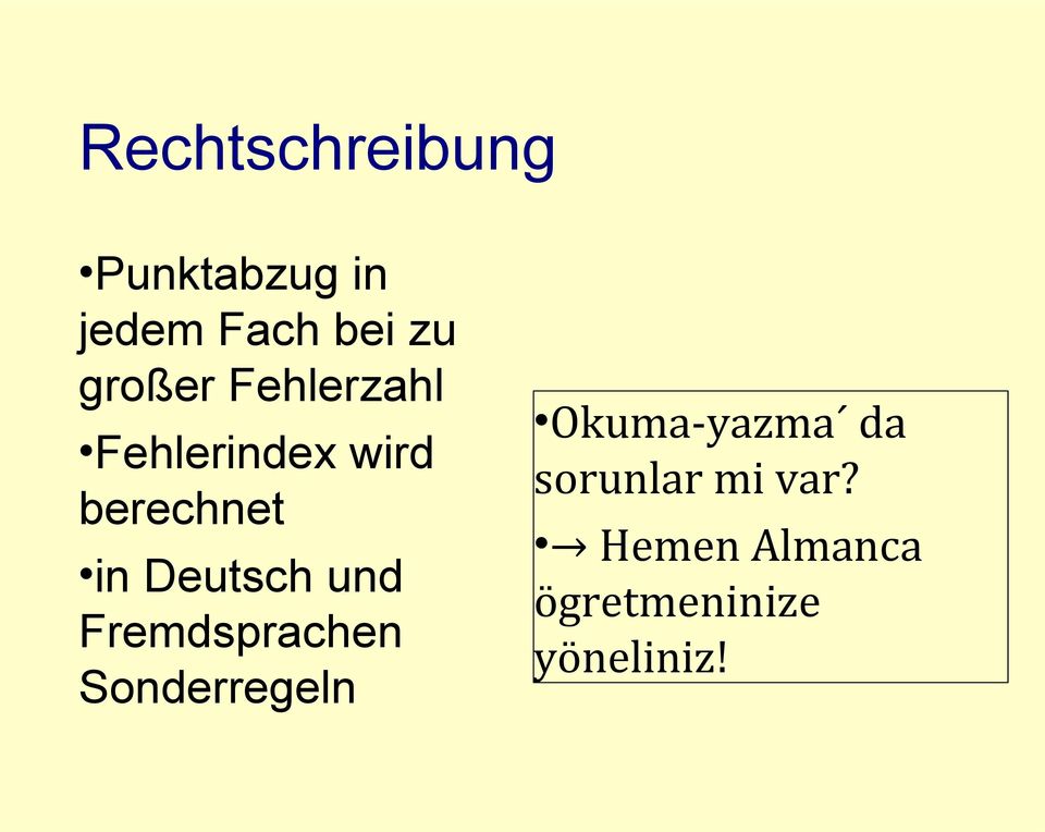 Deutsch und Fremdsprachen Sonderregeln Okuma-yazma