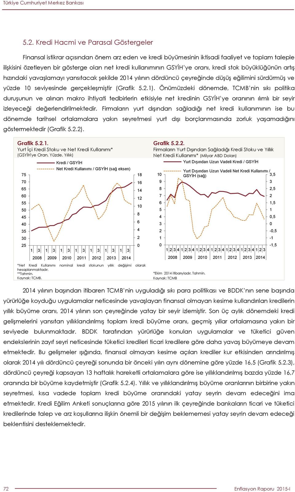 Önümüzdeki dönemde, TCMB nin sıkı politika duruşunun ve alınan makro ihtiyati tedbirlerin etkisiyle net kredinin GSYİH ye oranının ılımlı bir seyir izleyeceği değerlendirilmektedir.