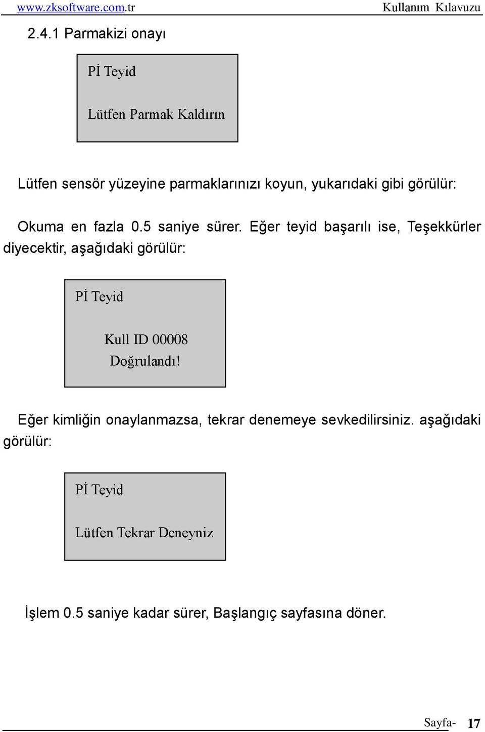 Eğer teyid başarılı ise, Teşekkürler diyecektir, aşağıdaki görülür: Pİ Teyid Kull ID 00008 Doğrulandı!