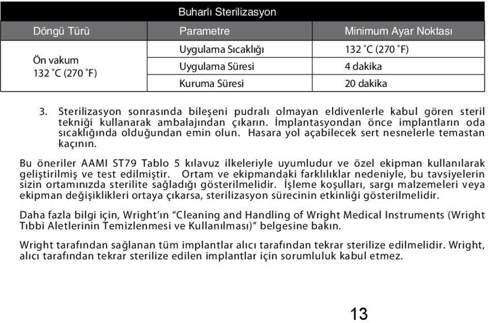 Hasara yol açabilecek sert nesnelerle temastan kaçının. Bu öneriler AAMI ST79 Tablo 5 kılavuz ilkeleriyle uyumludur ve özel ekipman kullanılarak geliştirilmiş ve test edilmiştir.