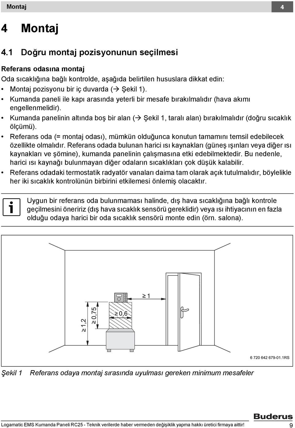 Referans oda (= montaj odası), mümkün olduğunca konutun tamamını temsil edebilecek özellikte olmalıdır.