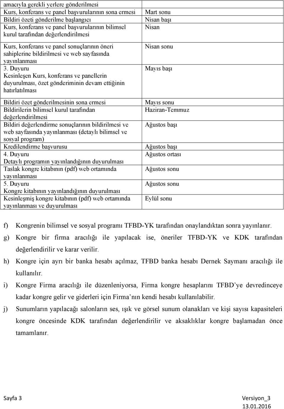 Duyuru Kesinleşen Kurs, konferans ve panellerin duyurulması, özet gönderiminin devam ettiğinin hatırlatılması Bildiri özet gönderilmesinin sona ermesi Bildirilerin bilimsel kurul tarafından