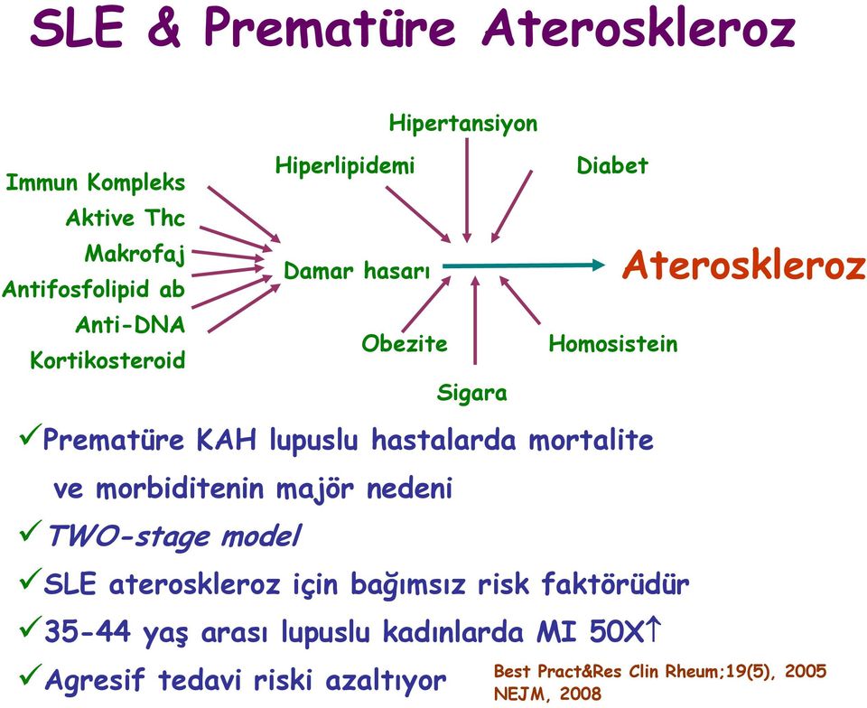 hastalarda mortalite ve morbiditenin majör nedeni TWO-stage model SLE ateroskleroz için bağımsız risk faktörüdür