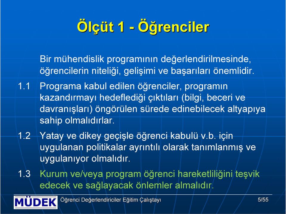 1 Prgrama kabul edilen öğrenciler, prgramın kazandırmayı hedeflediği çıktıları (bilgi, beceri ve davranışları) öngörülen sürede